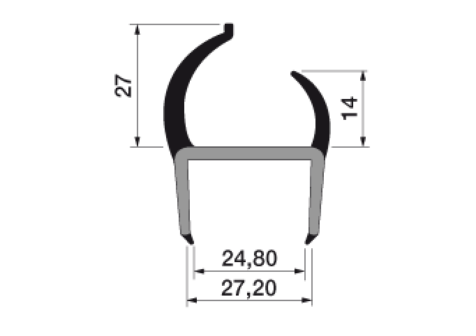Ущільнювач дверний 27,2 мм, Італія (2101727230) 2101727230 фото
