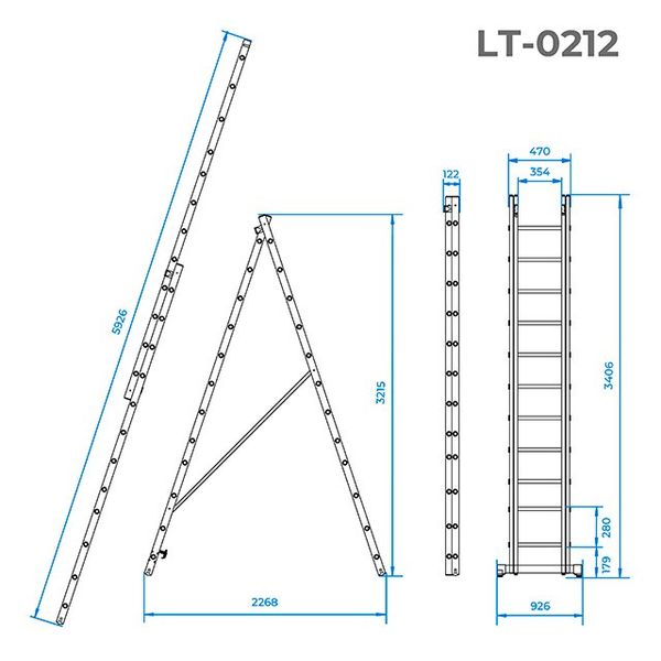 Драбина 2-х розкладна Intertool — 5930 мм х 2x12 щаблів (LT-0212) LT-0212 фото