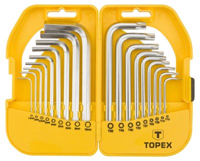 Topex 35D952 Ключi шестиграннi HEX i Torx, набiр 18 шт.*1 уп. 35D952 фото