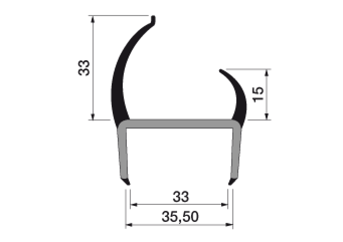 Ущільнювач дверний 35,5 мм, Італія (2101735230) 2101735230 фото