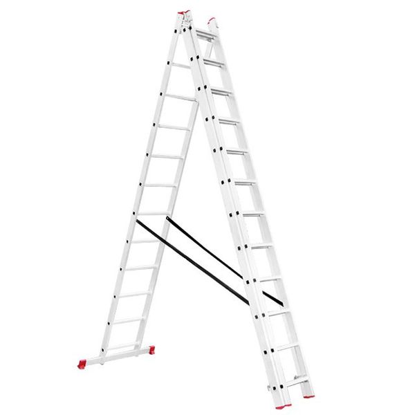 Драбина з алюмінію, 3-секційна розкладна, 3*12 сход., 7,89 м Intertool LT-0312 LT-0312 фото