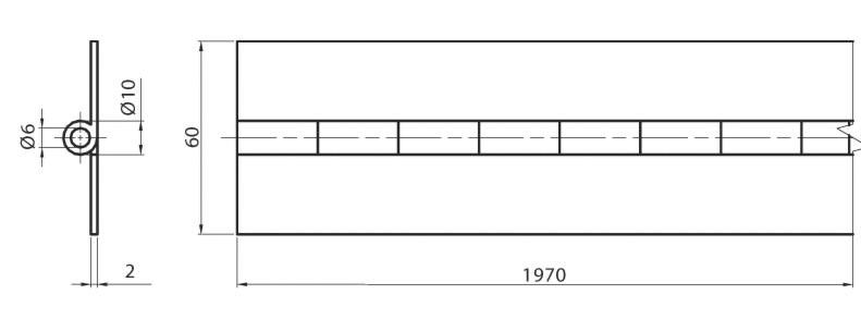 Петля рояльна нержавіюча 60х1970 мм (Нерж Польща) (1603400070) 1603400070 фото