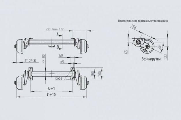 Вісь торсіонна AL-KO гальмівна Е-КТ 1000 кг 1400мм (98х4) (1520258) 1520258 фото