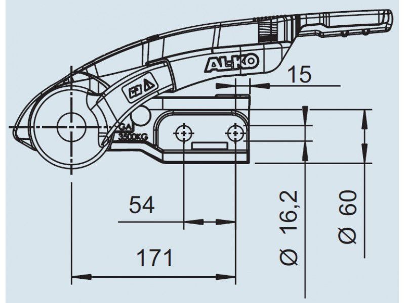 Зчіпний пристрій AL-KO AKS 3504+Safety Ball стабілізатор з замком 3500 кг (1225761) 1225761 фото