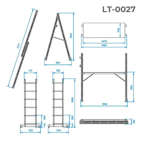 Драбина-поміст Intertool — 1670 мм x 6 сходів (LT-0027) LT-0027 фото