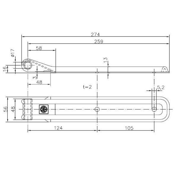 Петля борта прицепа Winterhoff BSCH 10-17-270-SO длина 270 мм (1860131) 1860131 фото