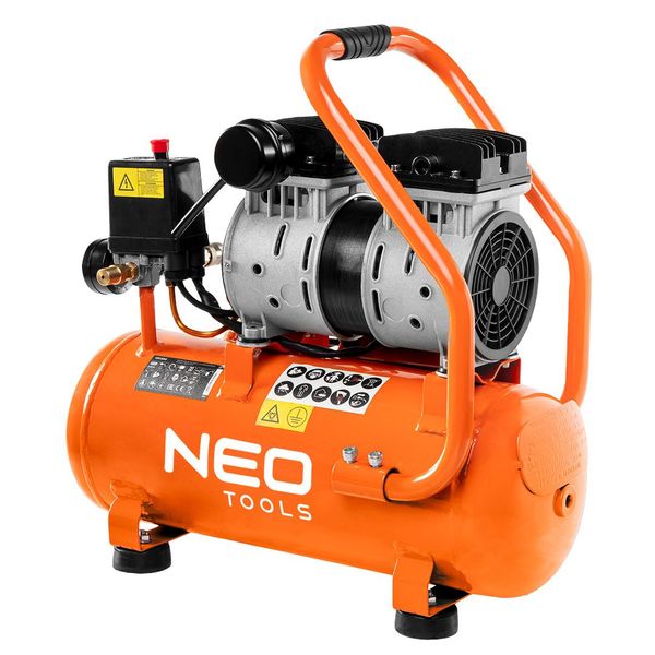 Neo Tools 12K020 Компресор, безмасляний, 230В, 12л, 8 Бар, 105л/хв, 500Вт, прямий привід, індукційний, IP20 12K020 фото