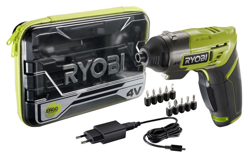 Ryobi Шурупокрут ERGO-A2, 4В, 1.5 Аг, 5Нм, набір біт+2насадки 5133003409 фото