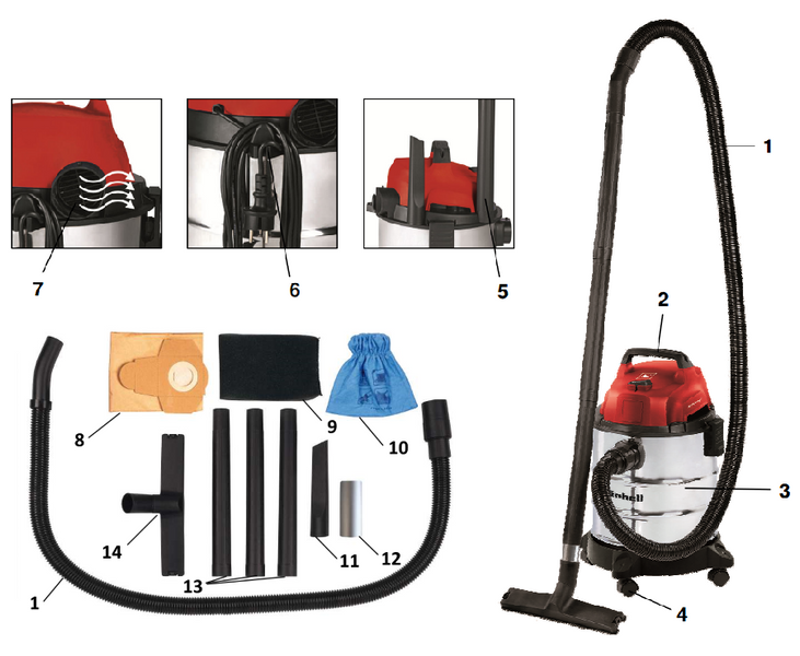 Вакуумний пилосос Einhell TC-VC 1812 S (2342370) 2342370 фото